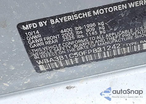 2015 BMW 320I из США, поврежденный, VIN WBA3B1C50FP831242